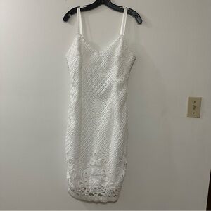 White House Black Market Womens White Dress‎ Size 6 Eyelet Lace Sheath Dress New